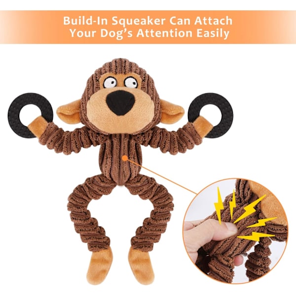 Pipande Hundleksaker För Tråkighet - 3-pack Hållbara Tuffa Valpleksaker Paket Plush Mjuk Interaktiv Hund