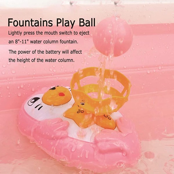 Badleksaker för småbarn 3-6 år - Seal Spray Water Toy with 2 Balls, Bad Sprinkler Leksak för barn, Födelsedagspresentidéer (Rosa)