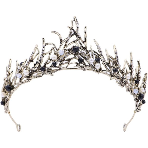Vintage prinsesse hår krone håndlavet guldblad tiara perle brude krone