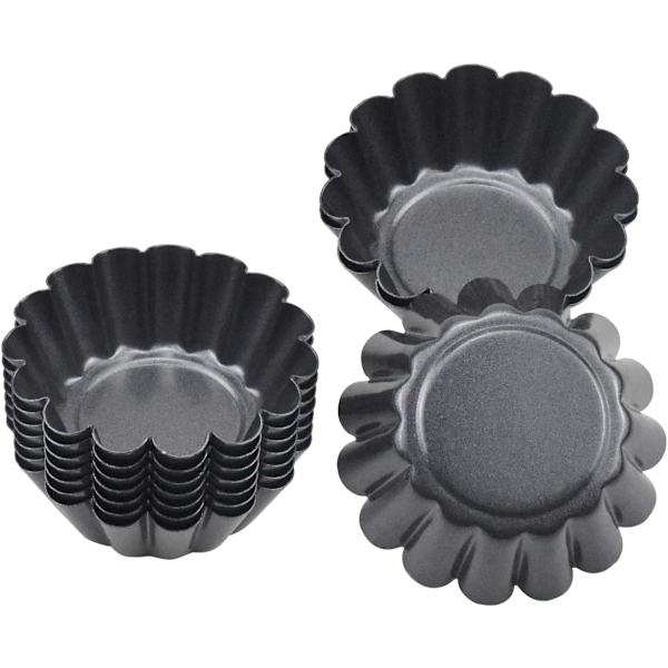14 stk eggtartformer, non-stick tartformer, gjenbrukbare cupcake-tartformer, mini karbonstål tartformer for pudding, baking, muffins (7,5 x 2,3 cm)
