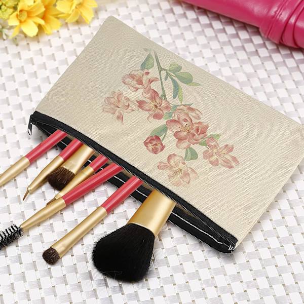 2 stk. Canvas Makeup Tasker, Canvas Blyantpose med Lynlås, Tom DIY Håndværk Makeup Kosmetik