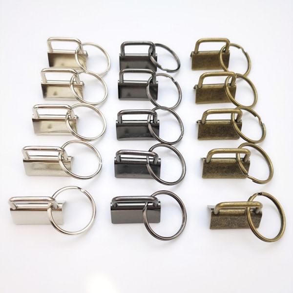 15 stk. Nøglering Hardware Metal DIY Rem Spænde Med Ring Nøglering Klip Armbånd Fastgørelse Taske Snor Håndlavet Håndværk Sølv Sort Bronze
