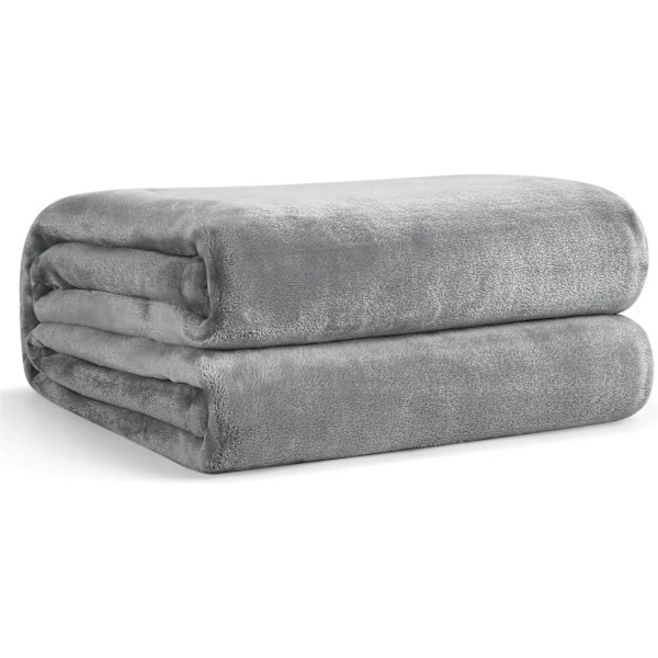 Fleecepledd Grå Kast for Sofaer Fluffy Varmt Mykt Pledd for Seng Setteer Lenestoler