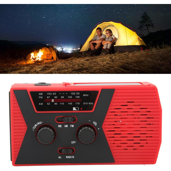 Solenergidrivna Nödradio, ABS Solenergi Handvevad Självförsörjande Radio FM AM NOAA Väderradio