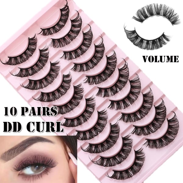 10 Pairs 3D Mink DD Curl Russian False Eyelashes