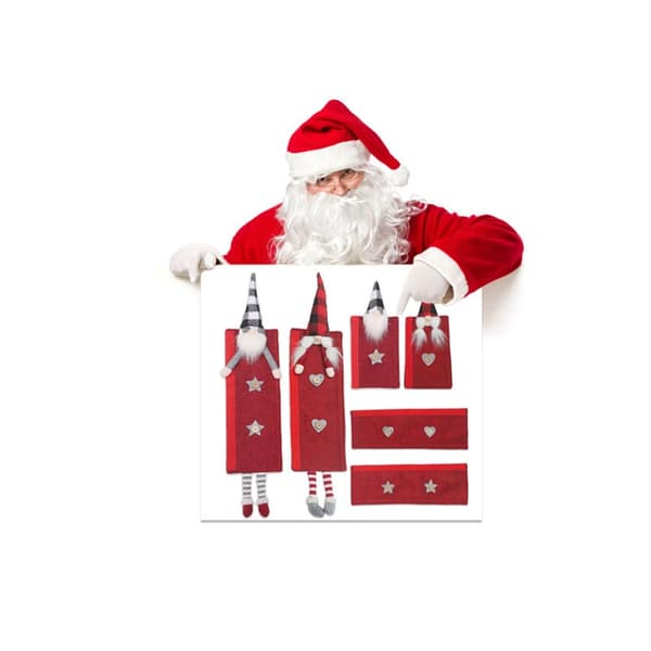 6st Christmas Refrigerator Cover Christmas Theme Refrigerator Microwave Handle Covers Christmas Home Decor Six Suit