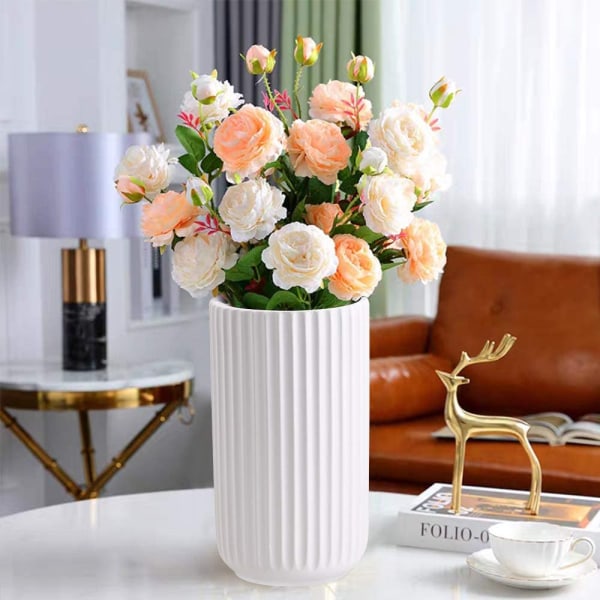 8,6 tommer hvid keramisk blomstervase til boligindretning Vase og bordcentervase - ideelle gaver til venner og familie, jul, bryllup, brudebruser