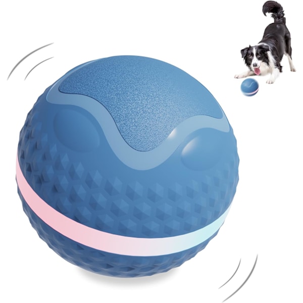 Interaktiva Hundbollleksaker, Peppy Pet-boll för Uttråkade Hundar med LED-ljus, Aktiverad Automatisk Rullande Bollleksak (Blå)