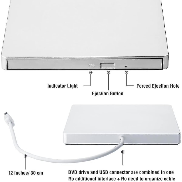 Extern cd/dvd +/-rw-enhet USB 3.0 Type-c premium bärbar dvd-cd-rom