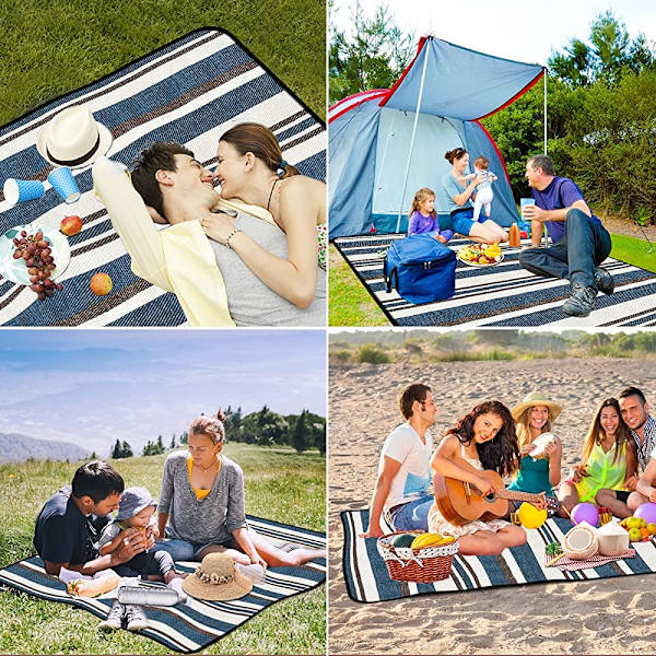 Vanntett piknikteppe 200×200cm, bærbar sammenleggbar piknikmatte, piknikteppe for hage/camping/strand/park (200 x 200cm)