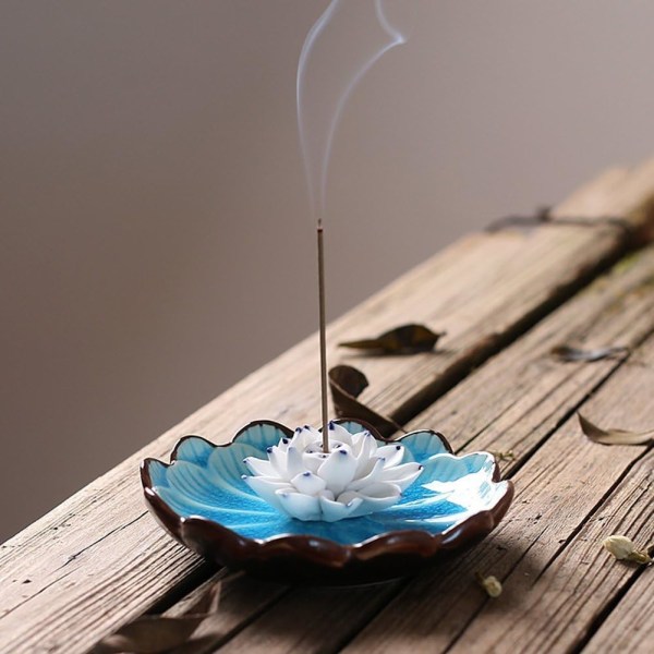 Rökelsepinnehållare - Dekorativ blomma i porslin Rökelsebrännareskål - Keramisk rökelsetratt Askfångare