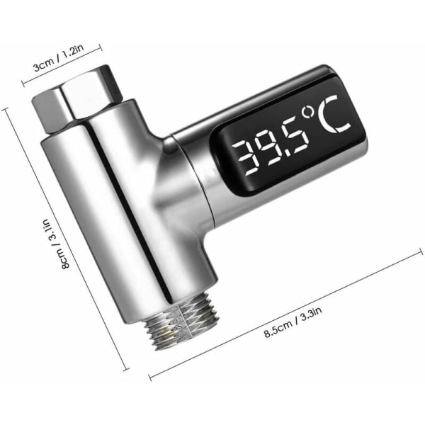 LED brusetermometer, 5-85°C digitalt termometer, med 360° roterende termometer, LED vandmåler, brusevandstermometer til ældre børn