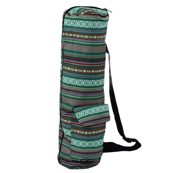 Yogamåtte taske multifunktionel lommedesign etnisk grøn