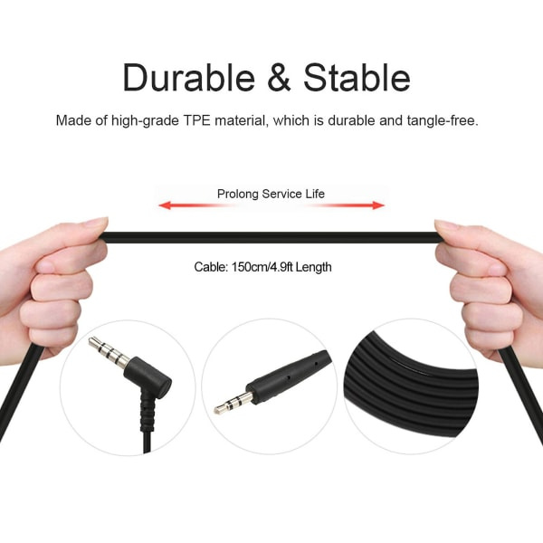 3,5 mm til 2,5 mm lydkabel til Bose Oe2 headset med mikrofon, volumenkontrol, linjekontrol, hovedtelefonledning