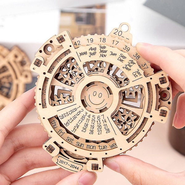 3d Wooden Perpetual Calendar Puzzle Mechanical Gear Assembly Toy For Adults