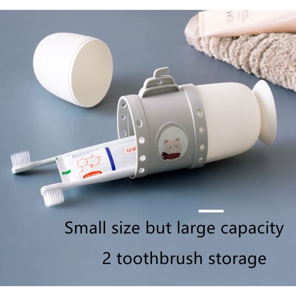 Silikone ubåd rejsetandbørsteholder, bærbar åndbar tandbørstecover til rejser/camping/skole/hjem og daglig brug (hvid)