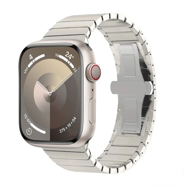 Metallrem for Apple Watch 9 8 7 45 mm 41 mm erstatningsbånd i rustfritt stål for iwatch 6 5 4 3 2 SE 44 mm 40 mm Ultra/2 49 mm Star-white
