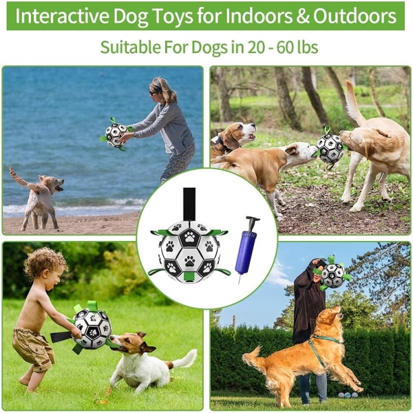 Hunde leker, interaktive fotball leker for hunder med grepestropper, holdbare hundeballer for små og mellomstore hunder