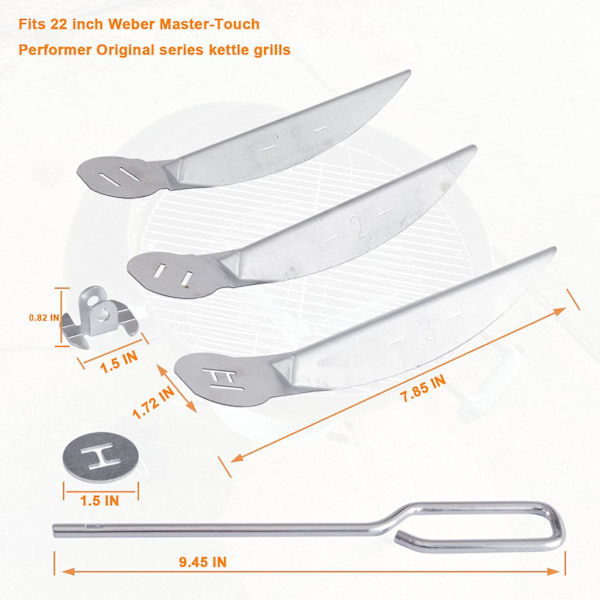 22-1/2-tommer One-Touch rengøringssystem kit til Weber Grill Dele 7444 Weber