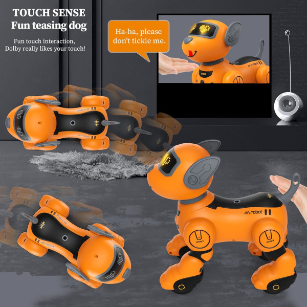 Interaktiv stemmekontroll, berørings-, syng- og dansefunksjon RC Robot Hundeleker