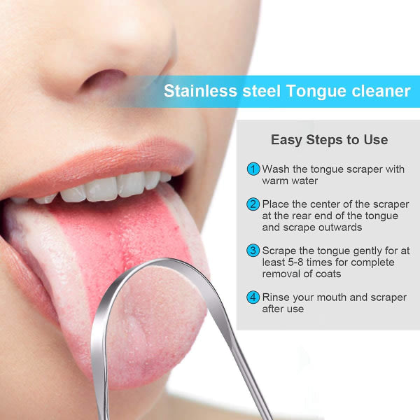 2-paknings tungeskraper, tungerens for voksne, tungeskraper i rustfritt stål for menn og kvinner.