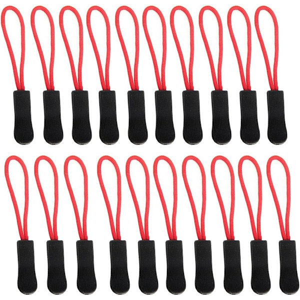 20 pcs zippers zipper fixer strong nylon cord, black and red