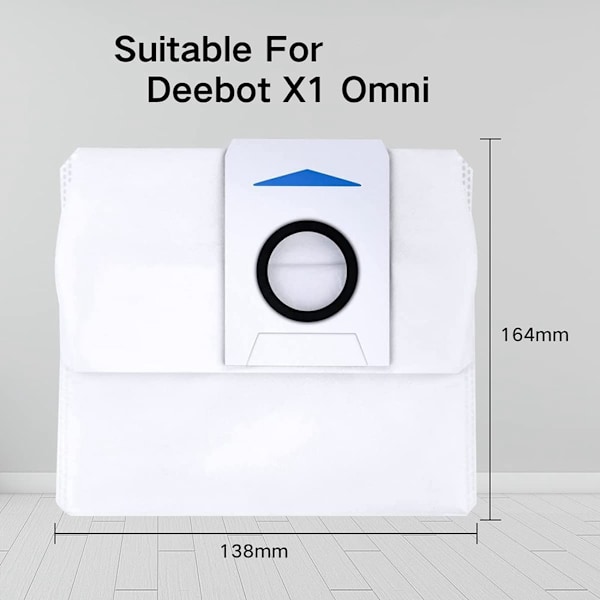stk Støvsugerposer for ECOVACS DEEBOT X1 Omni Auto-Empy Station, 3L Kapasitet Erstatningspose for ECOVAS Omni X1/X1 Plus