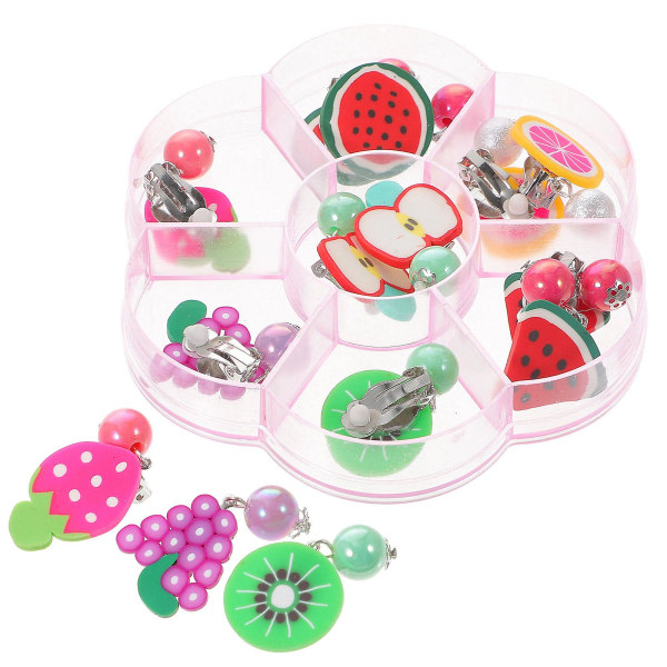 Box Kids Fruit Ear Clip Set -korvakorusarja Suloiset kiinnitettävät korvanapit lapsille käytettävälle lapsille (10X10X2CM)