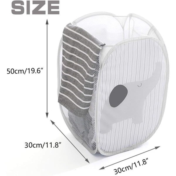 Opbevaringskurv til beskidt tøj, netvasketøjskurv til børns legetøj, sko og andre opbevaringskurve (elefant)