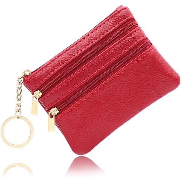 Women's Genuine Leather Coin Purse, Change Wallet, Mini Pouch Change Wallet, Zipper Mini Cash Wallet with Key Ring