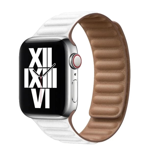 Lærreim for Apple Watch Band 44mm 40mm 45mm 41mm Magnetisk Lenke Armbånd iWatch Ultra 49mm Serie 8 7 6 SE 5 4 3 42mm Hvit