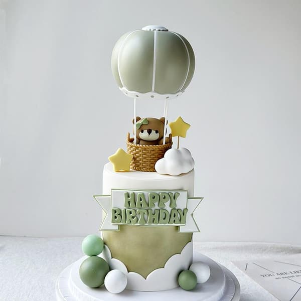 Blå Rosa Luftballong Kaketopp Fest Kakepynt Gutt A1