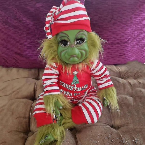 Jul Grinch Latex Plyschdocka Reborn Baby Grinch Gosedjur Julgåva