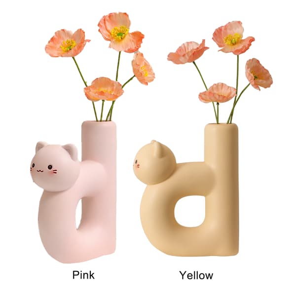 (Rörformad kattblomvas B-rosa) 1 st katt söt brevvas ornament rörformad kattvas
