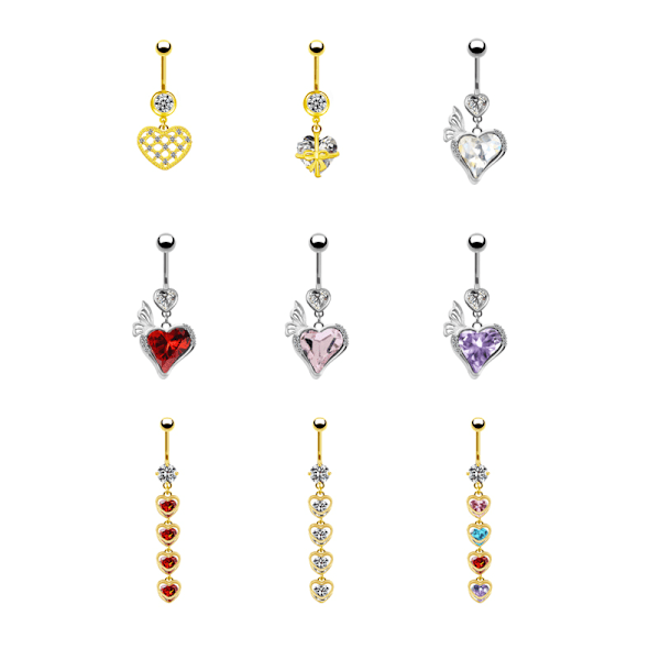 Mode Navle Ring Ornament Hjerteformet Zirkon Navle Ri 2