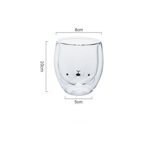 Dricksglas kaffeglas dubbelväggig isolerande glas espressokopp (björn)