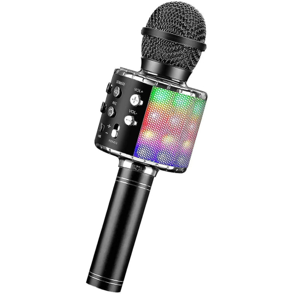 Trådlös 4 i 1 Bluetooth karaokemikrofon (färg: svart)