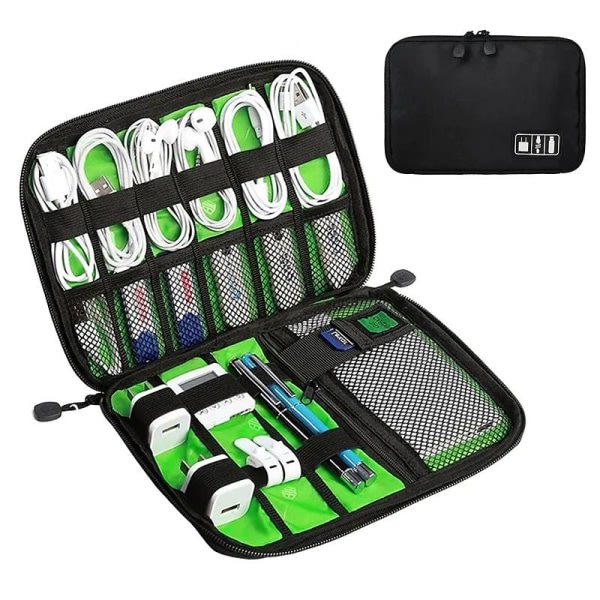 Electronic Organizer Small Travel Cable Organizer Väska Svart M Svart m