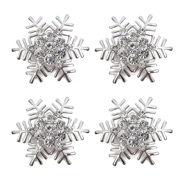 st Snowflake Servettringar Silver Sparkling Servettspännen Metall Servetthållare Dinning