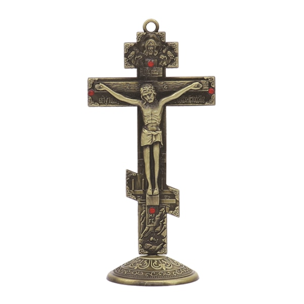 Metal Vintage Ristihahmo Jeesus Ristiinnaulittu Kristillinen Katolinen Taidepatsas Kotiin Olohuoneen Seinäauton Koristeluun Gold 0.07