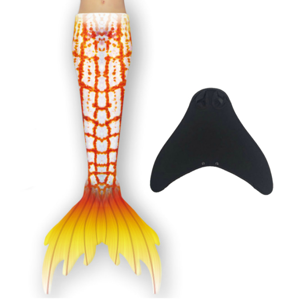 Girl Mermaid Tail med Monofin oransje orange 110