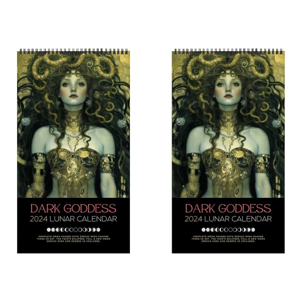 Dark Goddess 2024 Lunar Calendar Veggkalender Middelalderkalendere Kontorhjem