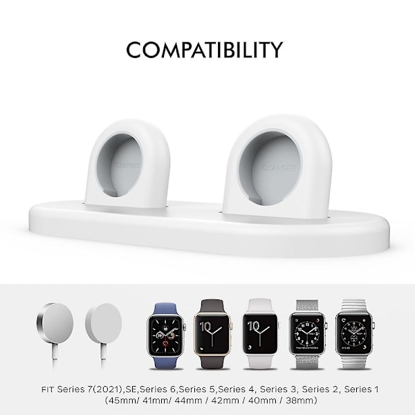 AHASTYLE PT116 Opladningsstander med Dobbelte Positioner til Apple Watch, Smartwatch Opladerholder Base [HK] Style D Apple Watch SE (2022) Style D Apple Watch SE (2022) White