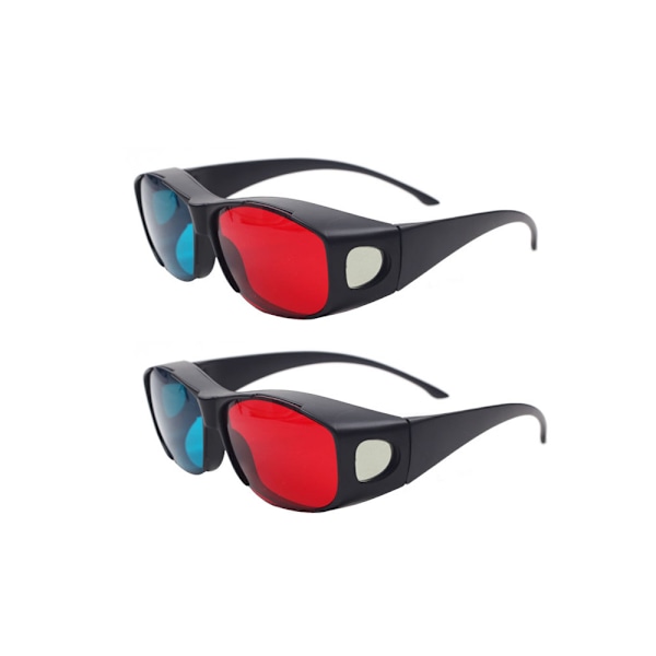 2 st 3D Filmspelglasögon 3D Röd Blå Glasögon för 3D Filmer Spel 3D Visningsglasögon (Svart)