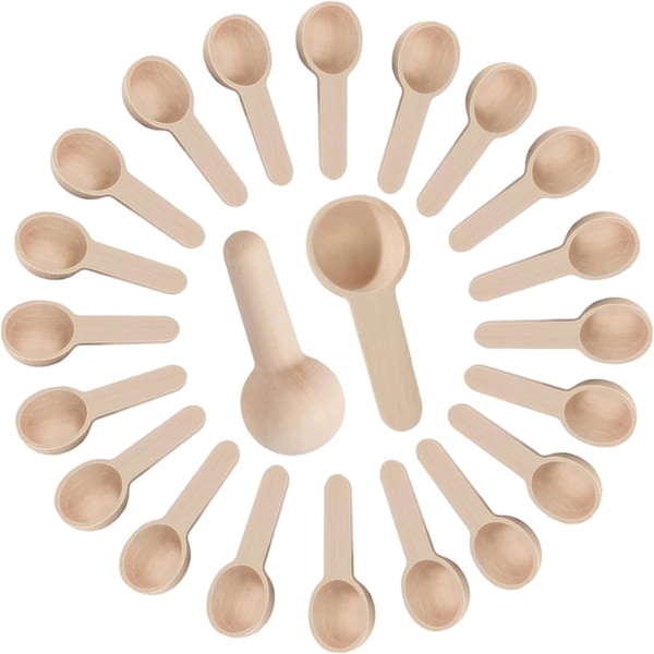 20 kpl Pyöreitä Puulusikoita Pieni Pyöreä Maustelusikka Mini Puulusikka Kortilla Ympäristöystävällinen Monikäyttöinen Puulusikka