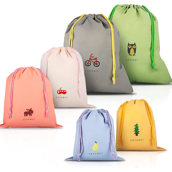 6 pieces gym bags women men kindergarten, waterproof gym bag with drawstring backpack for sports, outdoors and travel