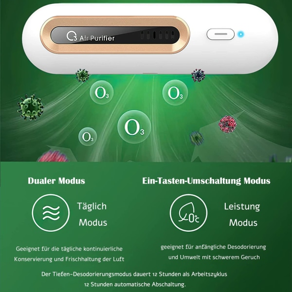 Mini USB -jääkaapin deodorantti, O3-otsonigeneraattori ilmanpuhdistin hajunpoistaja
