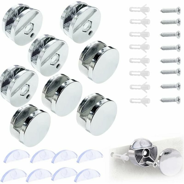 Seinätuki peilin kiinnitykseen, pyöreä peili peilipeili pinsetit, peilikoukku, tukipeilin kiinnike, 3-5 mm peilille lasivälikkeellä, 8 kpl