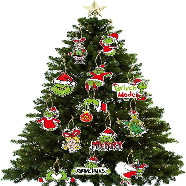 24 stk Grinch juletrepynt - Juletre hengende ornament for juletre hjemmedekorasjon