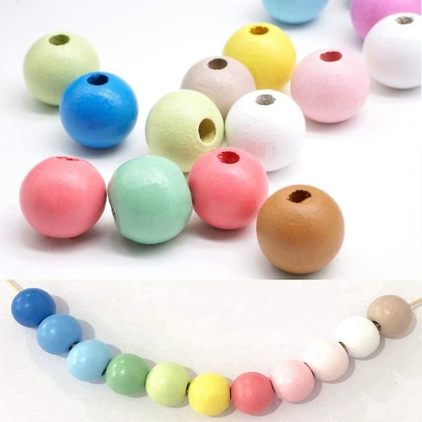 600 färgglada träpärlor 8 mm träkulor pastellfärgade runda hantverkspärlor för att trä blandade färger träpärlor med hål för DIY-armband